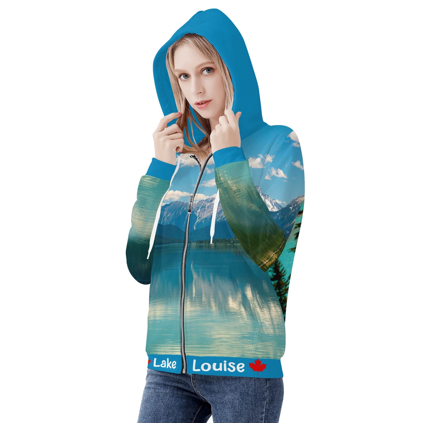 Lake Louise, Alberta Canada - Womens Zip Up Hoodie