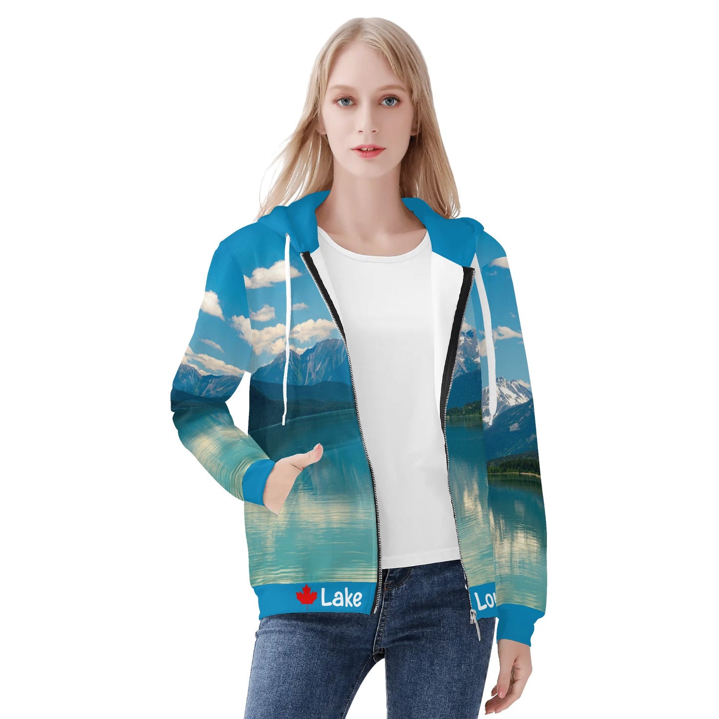 Lake Louise, Alberta Canada - Womens Zip Up Hoodie