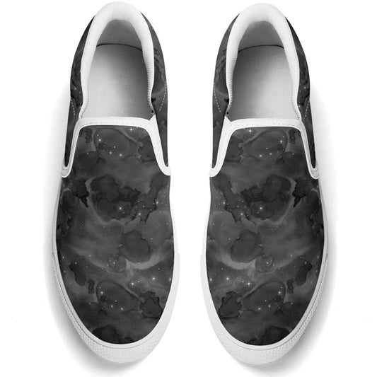 Black Galaxy - Mens Rubber Slip On Shoes - Black or White Accent