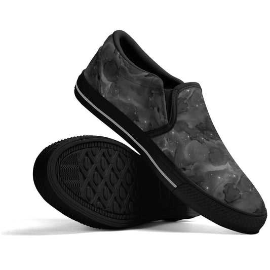 Black Galaxy | Unisex Rubber Slip On Loafers - Black or White Accent