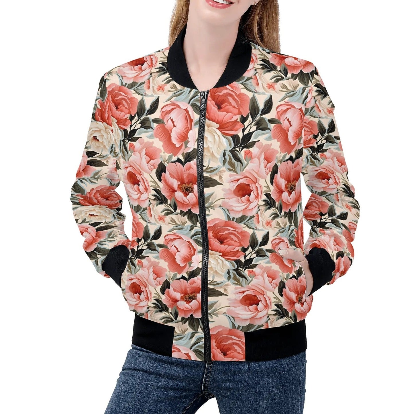 Various Prints - Womens Zip Up Bomber Jacket