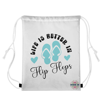 Life is Better in Flip Flops Drawstring Bag