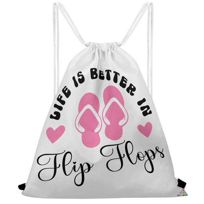 Life is Better in Flip Flops Drawstring Bag