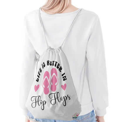 Life is Better in Flip Flops Drawstring Bag