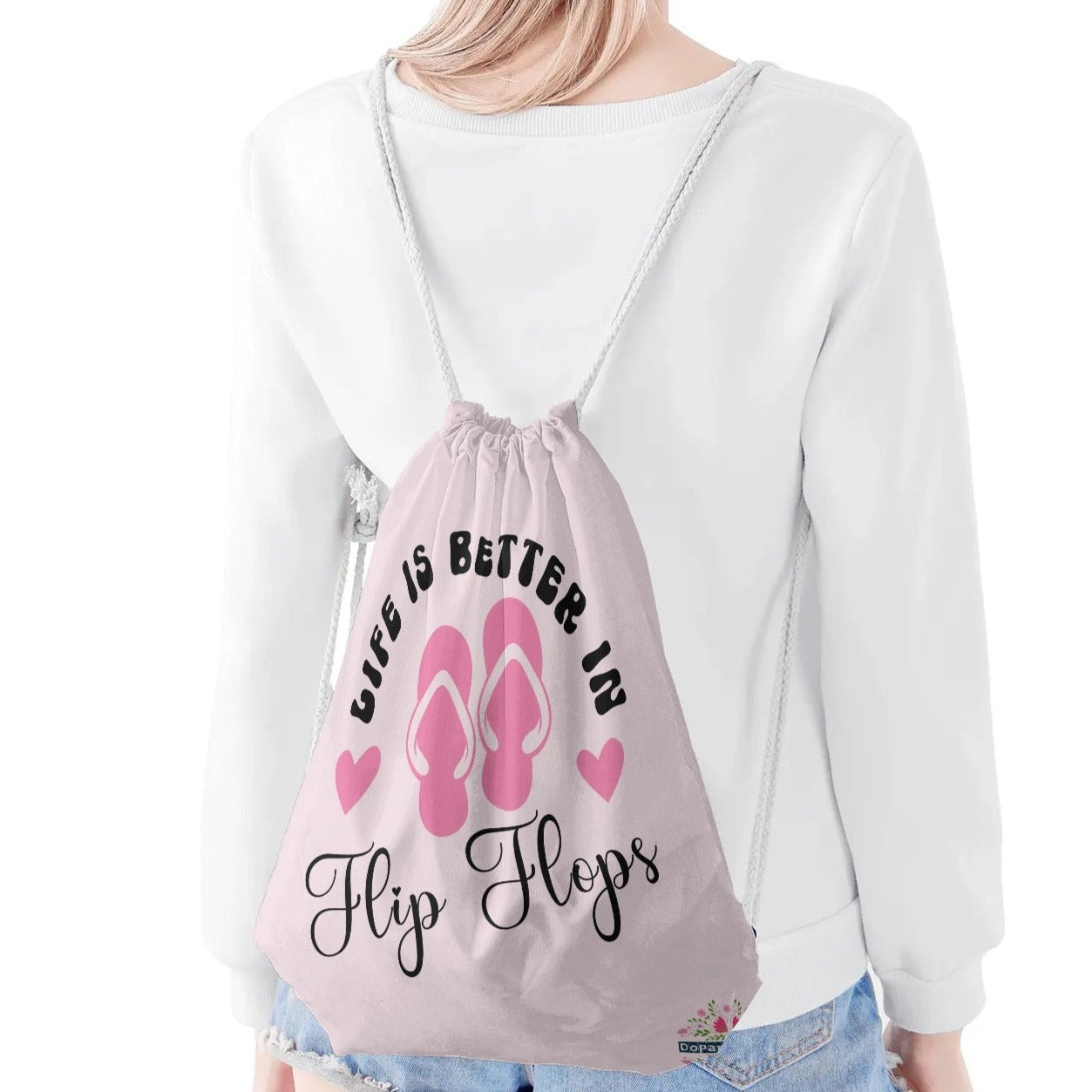 Life is Better in Flip Flops Drawstring Bag