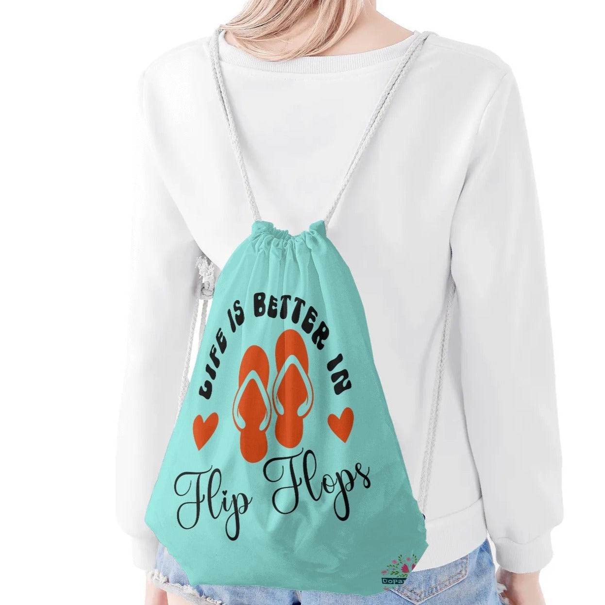 Life is Better in Flip Flops Drawstring Bag