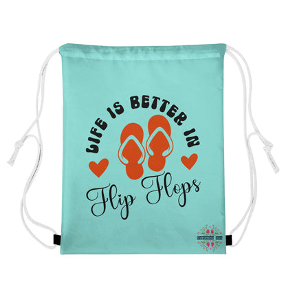 Life is Better in Flip Flops Drawstring Bag