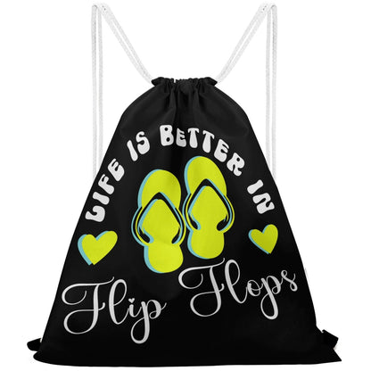 Life is Better in Flip Flops Drawstring Bag