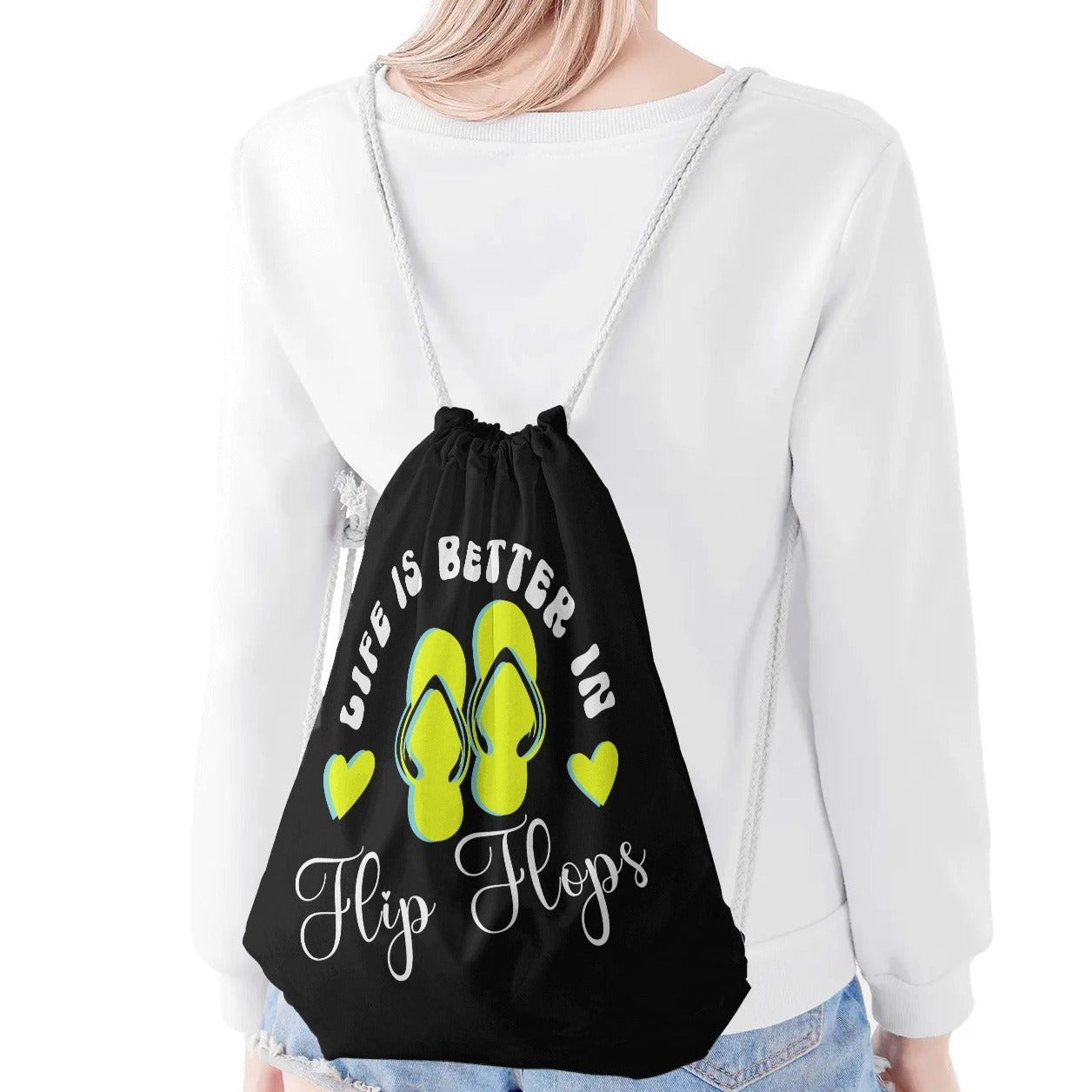 Life is Better in Flip Flops Drawstring Bag