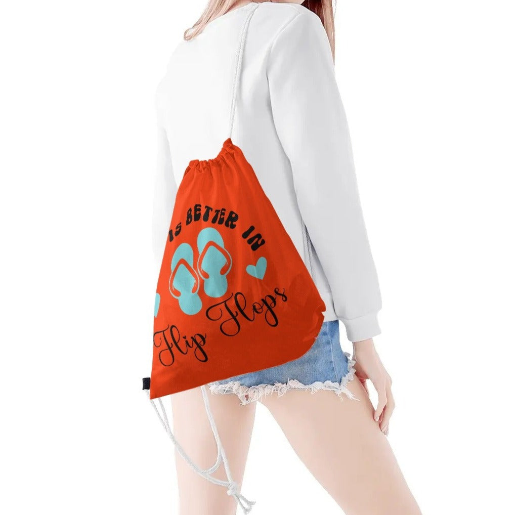 Life is Better in Flip Flops Drawstring Bag