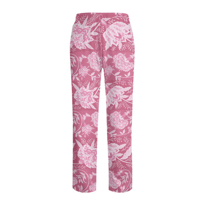 Pink Indian Floral Long-Sleeve Pajama Set - Colour Block