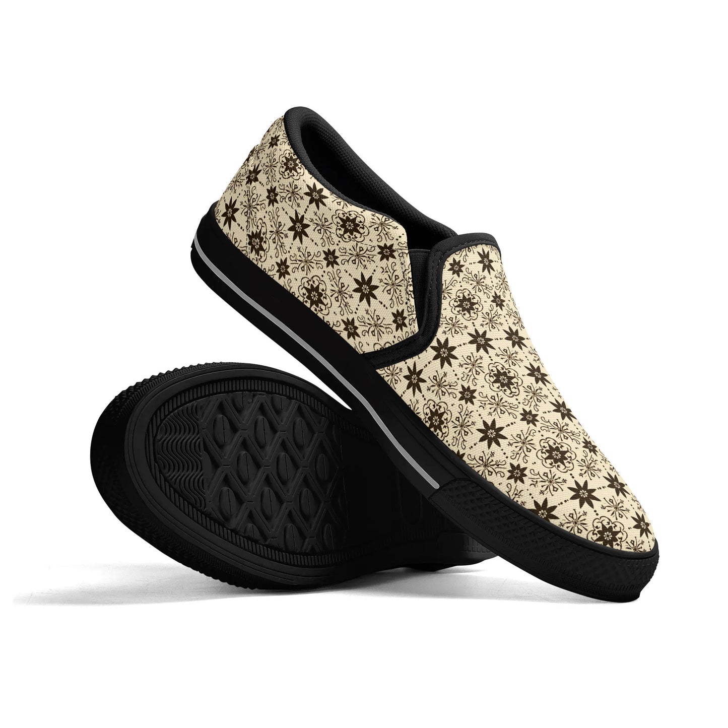 Men's Fun Patterned Canvas Upper Rubber Loafers