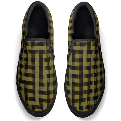 Men's Green Buffalo Plaid Rubber Soled Loafers - Slip On Shoes