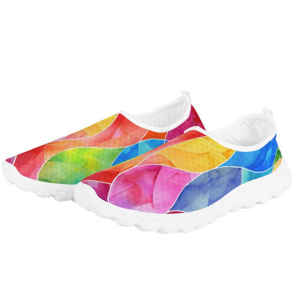 Womens Rainbow Mesh Summer Slip-On Shoes