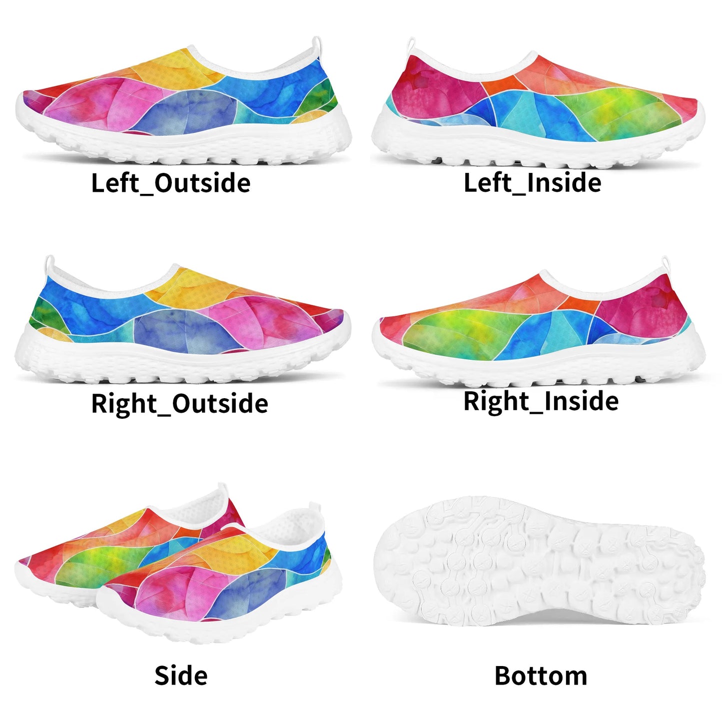 Womens Rainbow Mesh Summer Slip-On Shoes