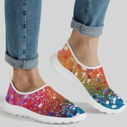 Womens Rainbow Mesh Summer Slip-On Shoes