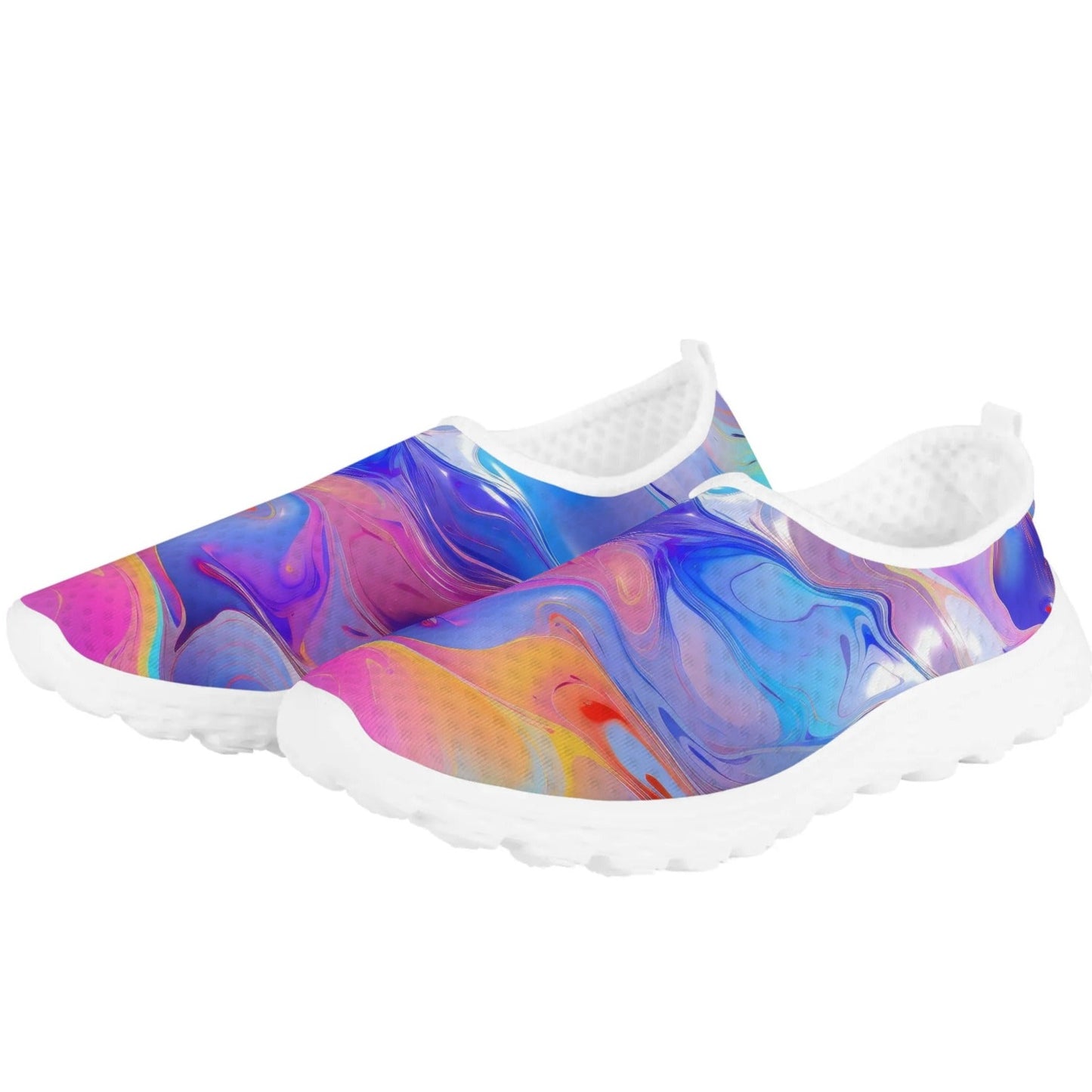 Womens Rainbow Mesh Summer Slip-On Shoes