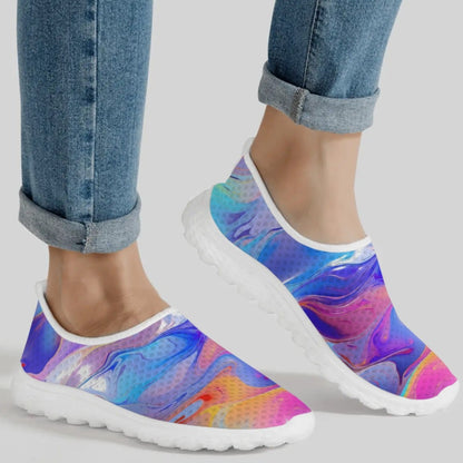 Womens Rainbow Mesh Summer Slip-On Shoes