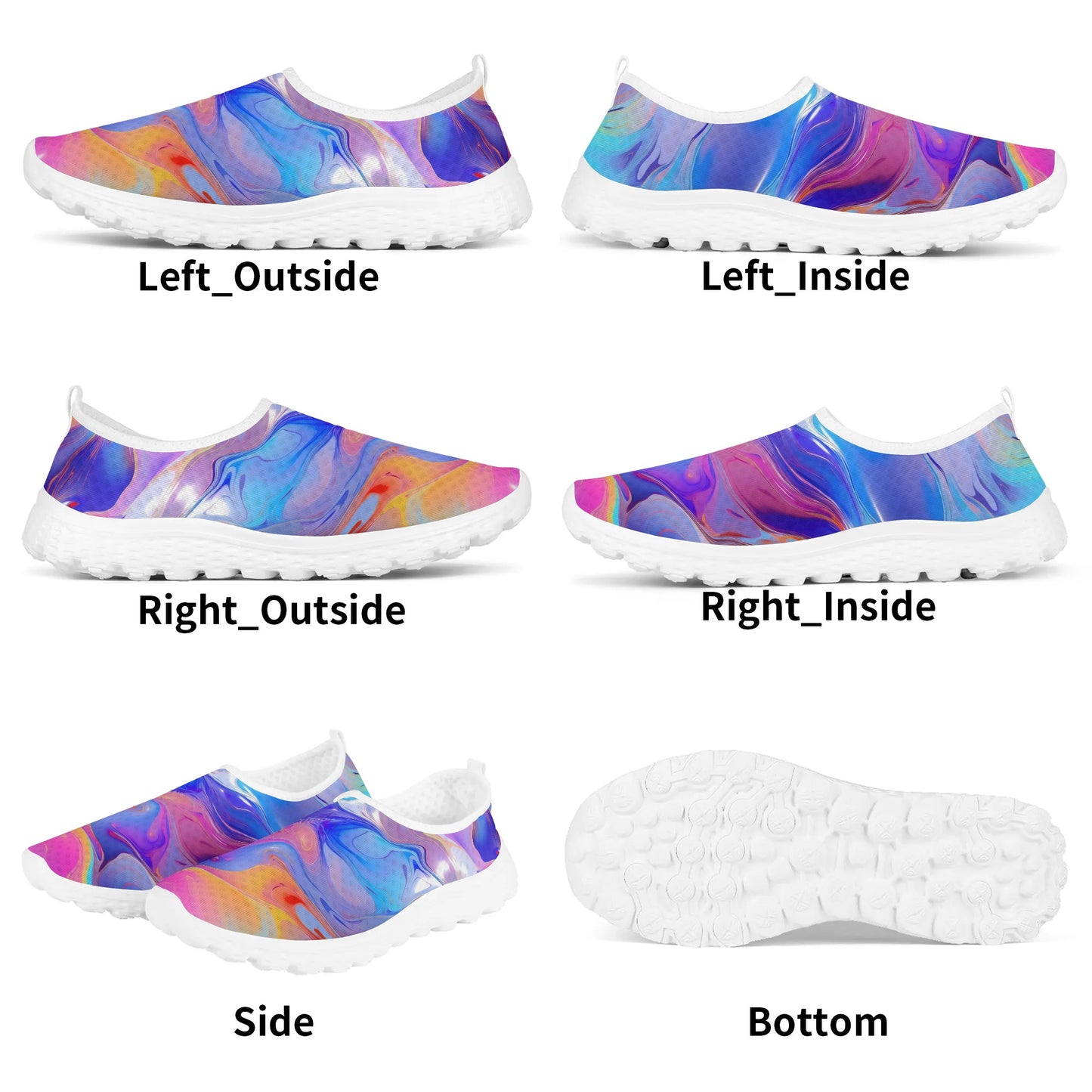 Womens Rainbow Mesh Summer Slip-On Shoes