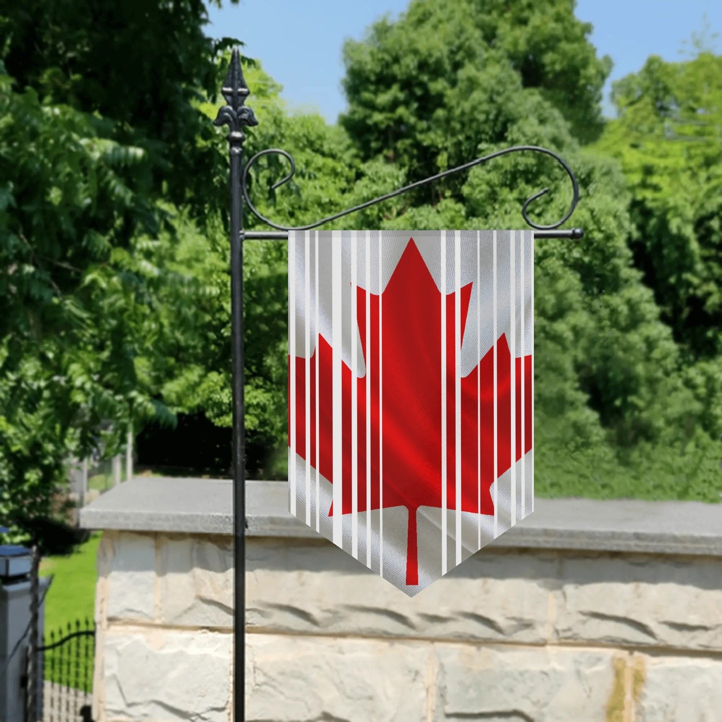 Peeking Canadian Maple - Garden Flag Banner (Inverted-Triangle) 12 x 18 – Durable Polyester with Vibrant Unique Design