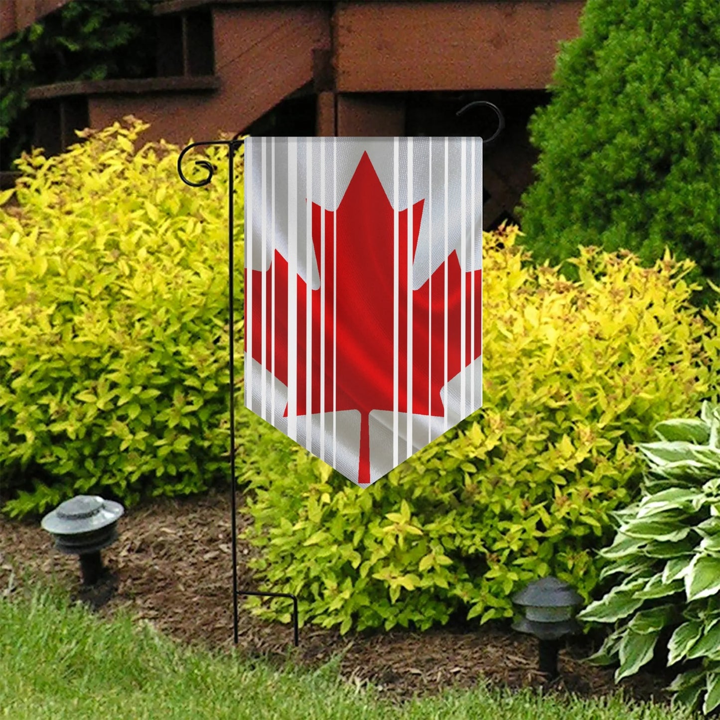 Peeking Canadian Maple - Garden Flag Banner (Inverted-Triangle) 12 x 18 – Durable Polyester with Vibrant Unique Design