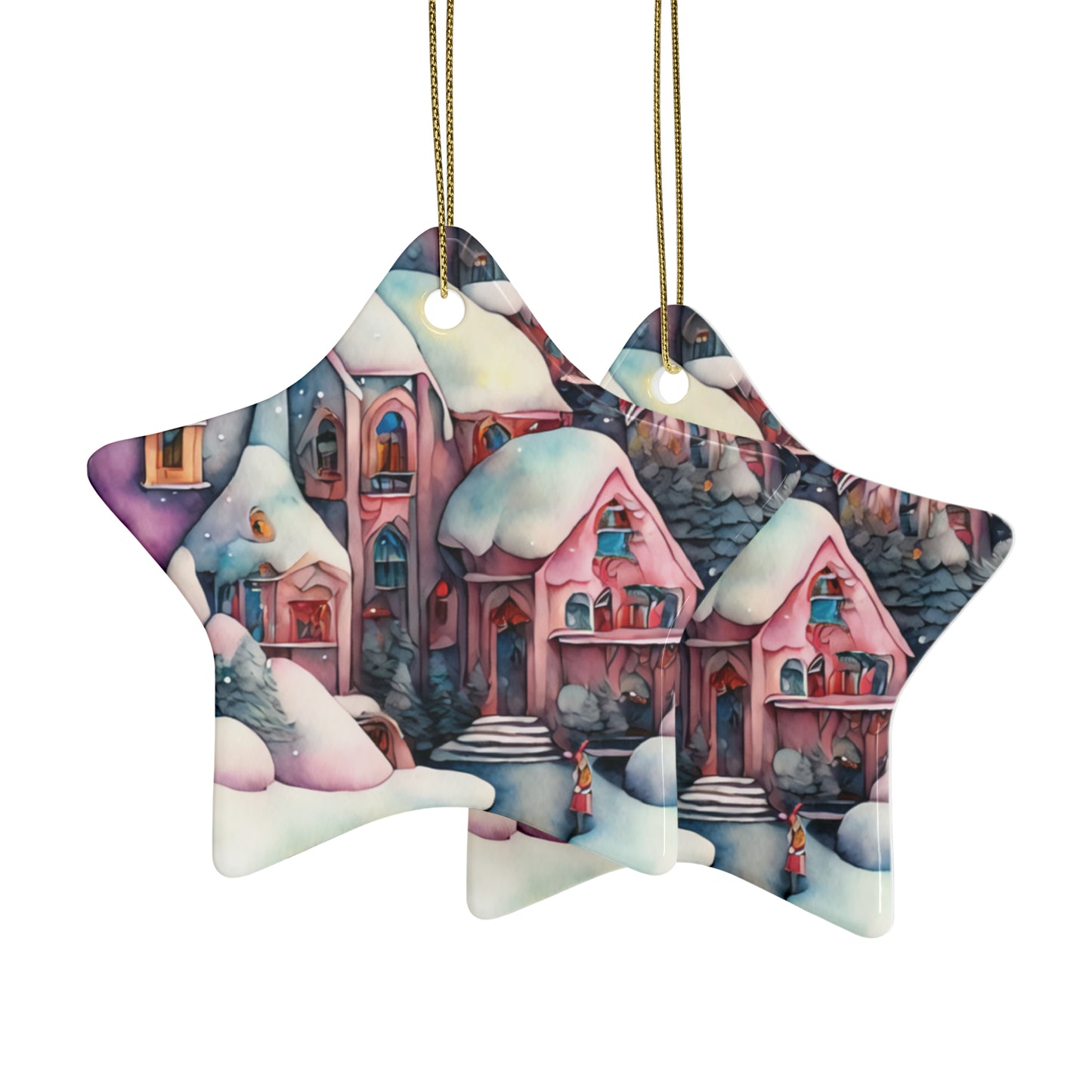 Idyllic Fantasy Christmas Scene | Ceramic Ornaments (1pcs, 5pcs, 10pcs, 20pcs) - 10