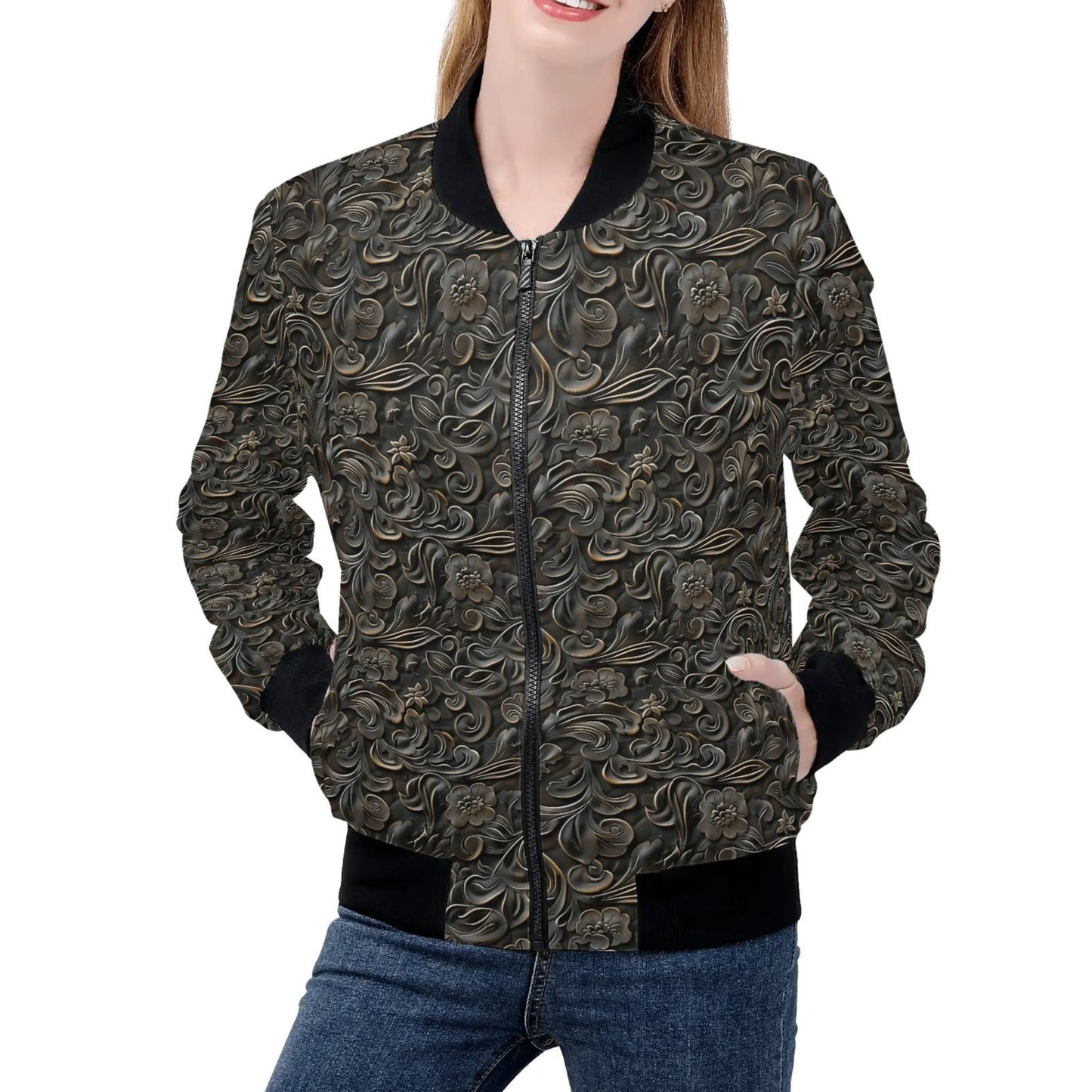 Various Prints - Womens Zip Up Bomber Jacket