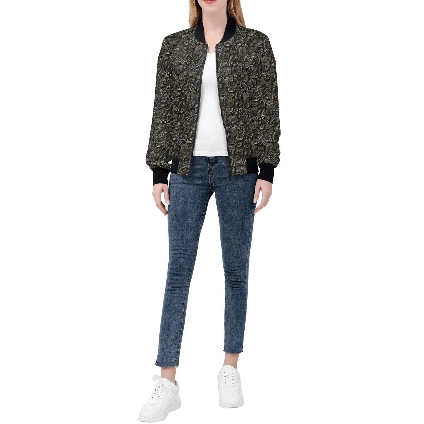 Various Prints - Womens Zip Up Bomber Jacket