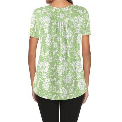 Paisley Women's Scoop Neck Short Sleeve Loose Blouse - Regular & Plus Sizes