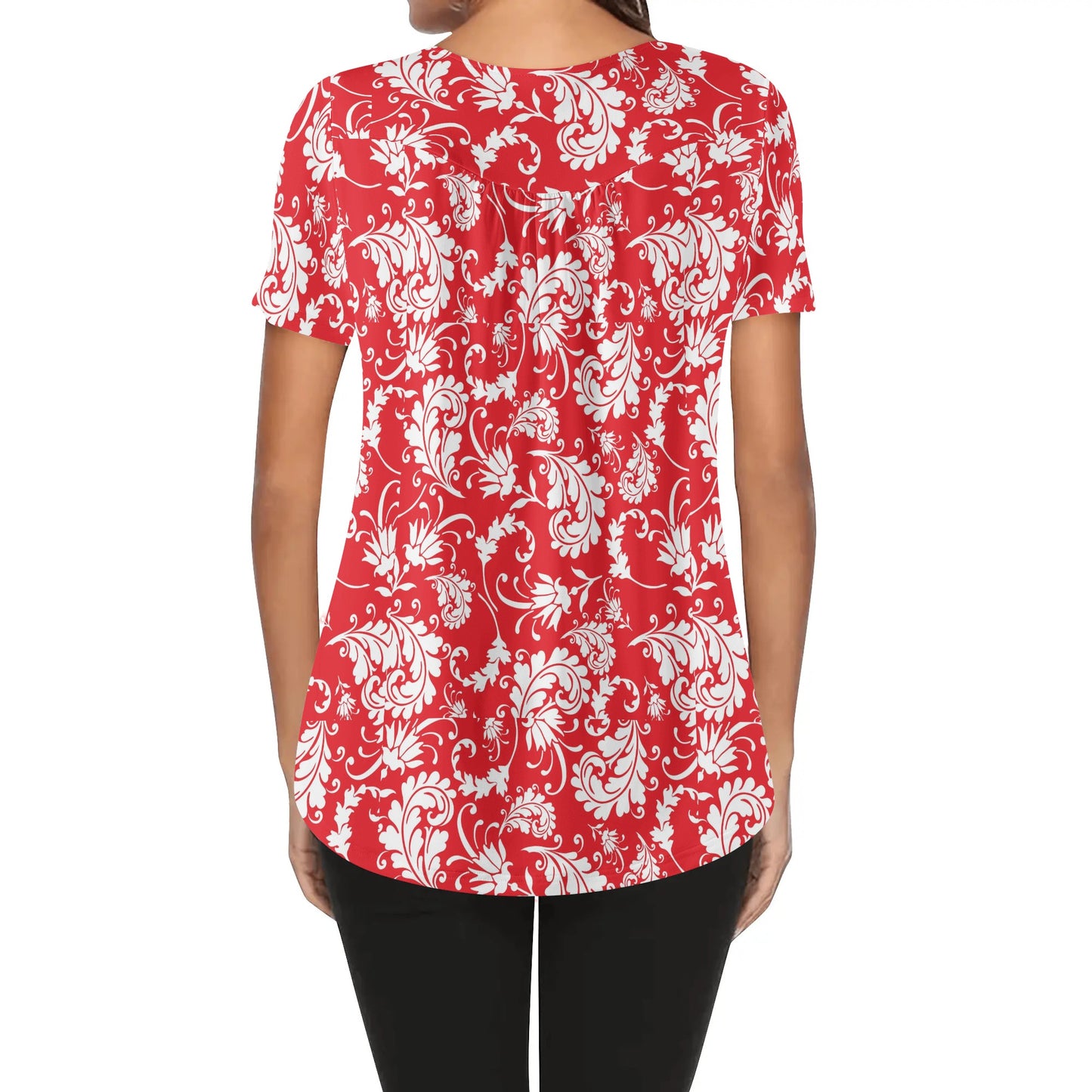 Paisley Women's Scoop Neck Short Sleeve Loose Blouse - Regular & Plus Sizes