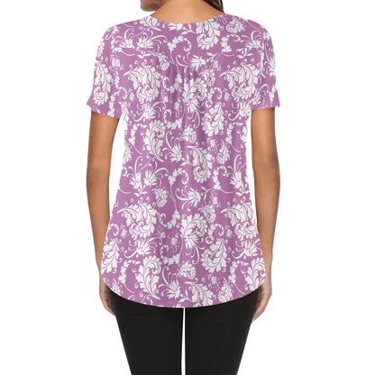 Paisley Women's Scoop Neck Short Sleeve Loose Blouse - Regular & Plus Sizes