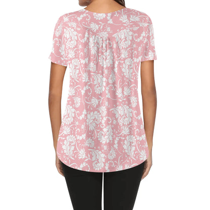 Paisley Women's Scoop Neck Short Sleeve Loose Blouse - Regular & Plus Sizes