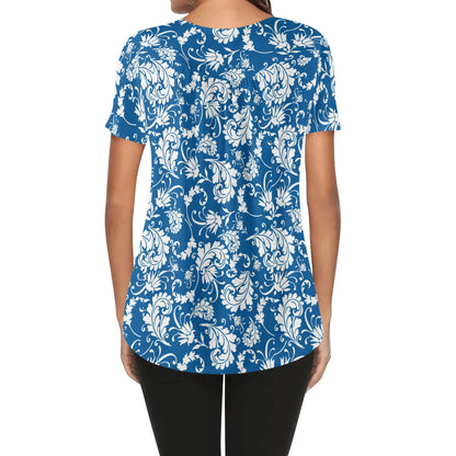 Paisley Women's Scoop Neck Short Sleeve Loose Blouse - Regular & Plus Sizes