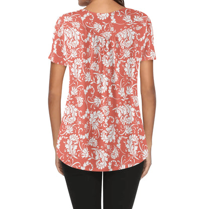 Paisley Women's Scoop Neck Short Sleeve Loose Blouse - Regular & Plus Sizes