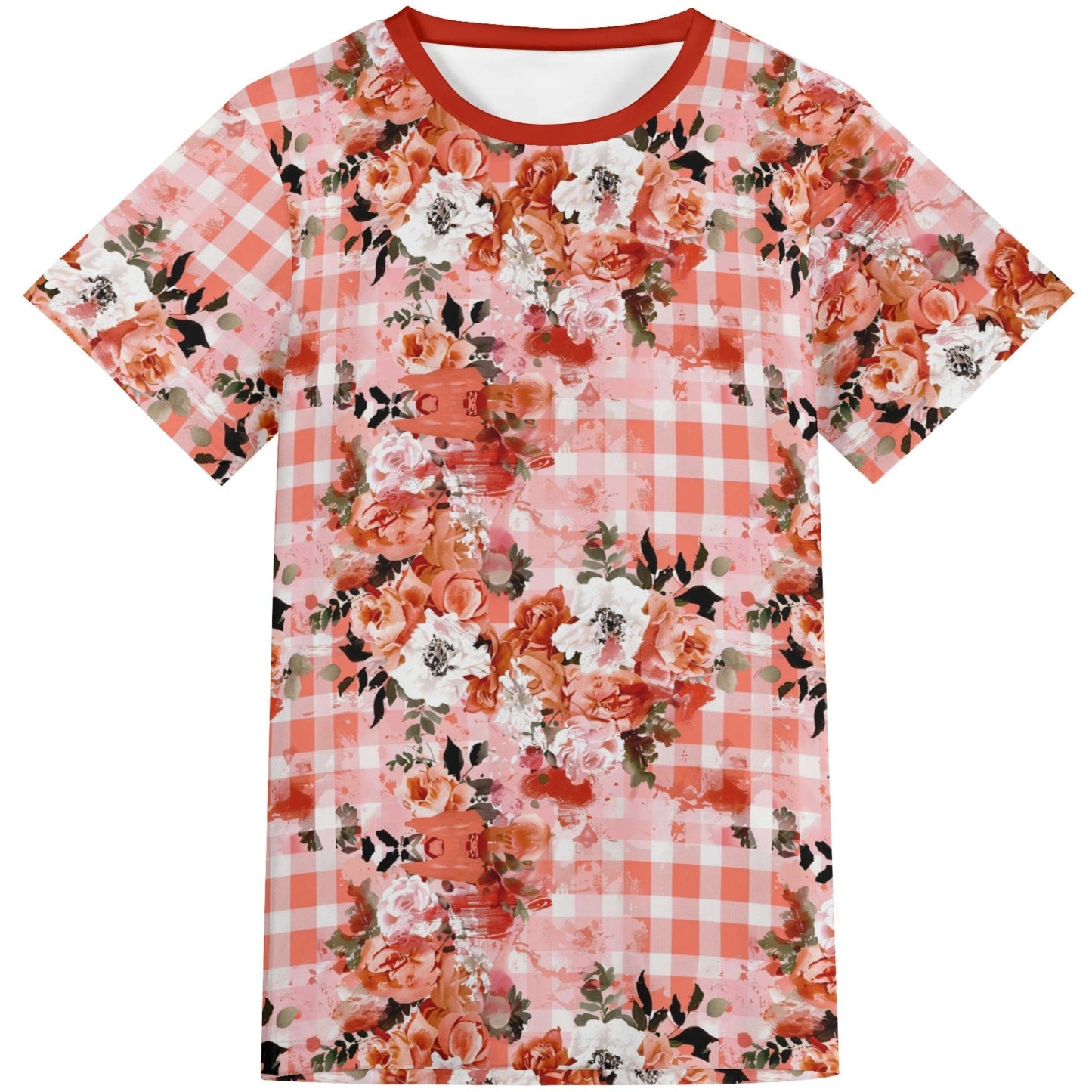 Grunge Rose Plaid - Unisex Short Sleeve T-Shirt