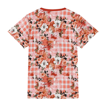 Grunge Rose Plaid - Unisex Short Sleeve T-Shirt