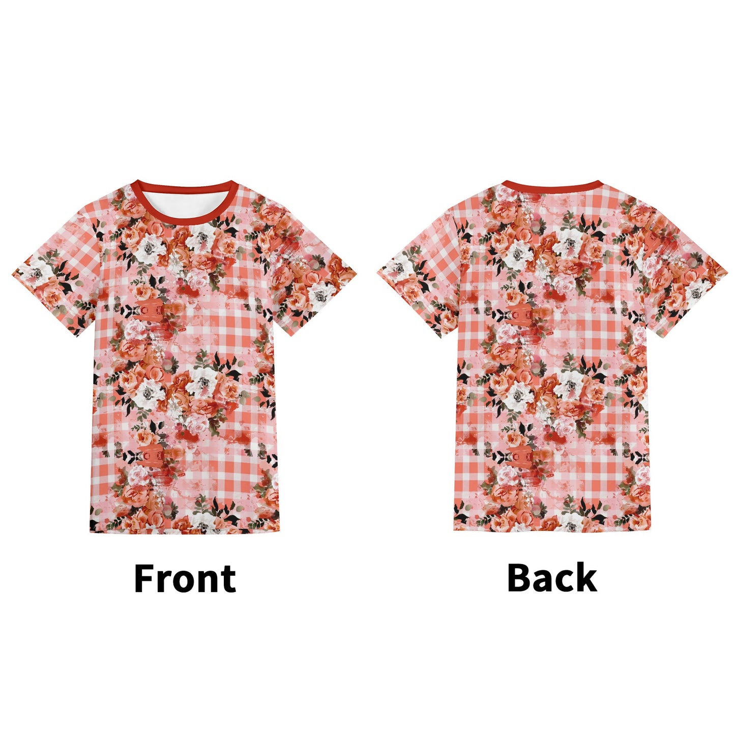 Grunge Rose Plaid - Unisex Short Sleeve T-Shirt