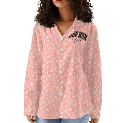 Dog Lover - Womens Casual Long Sleeve Button-Up Shirt