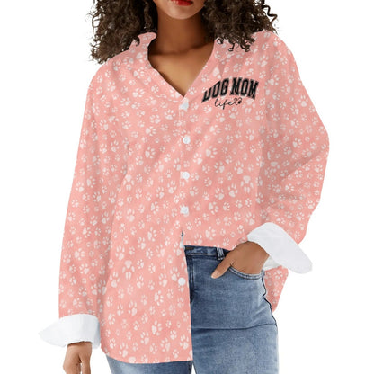 Dog Lover - Womens Casual Long Sleeve Button-Up Shirt