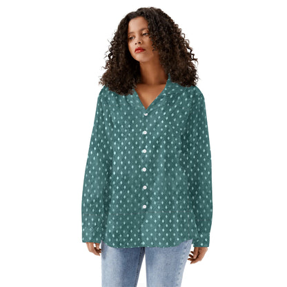 Diamonds - Womens Casual Long Sleeve Button-Up Shirt