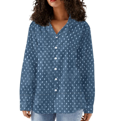 Diamonds - Womens Casual Long Sleeve Button-Up Shirt