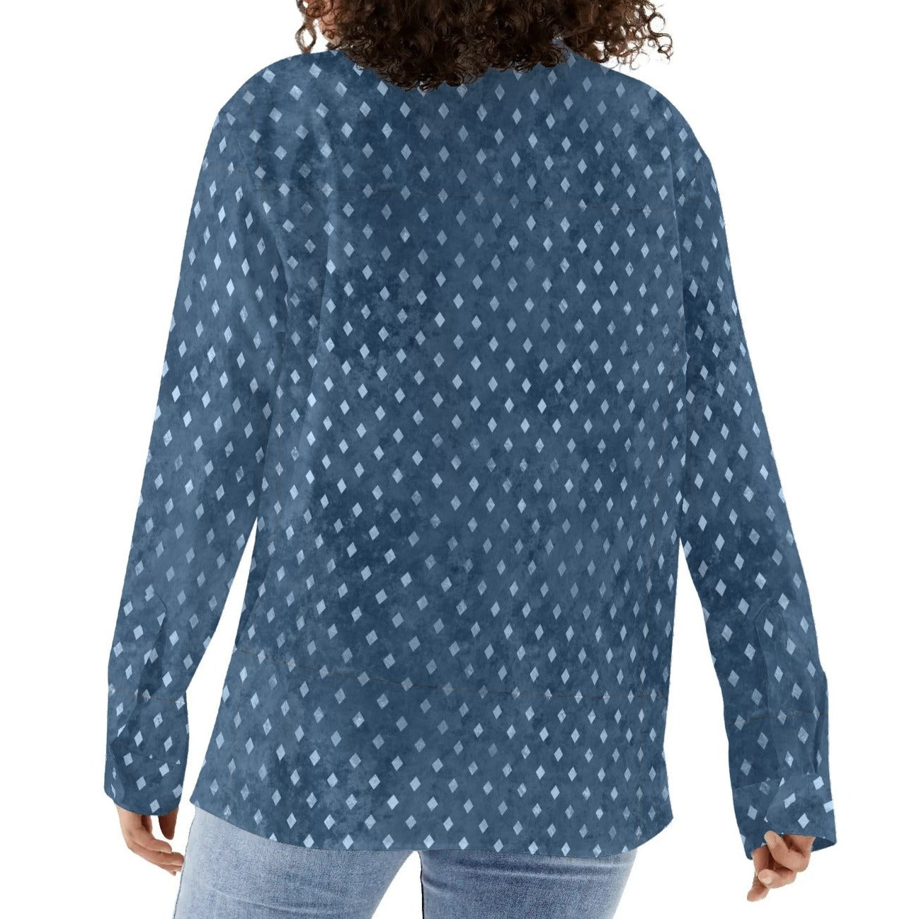 Diamonds - Womens Casual Long Sleeve Button-Up Shirt