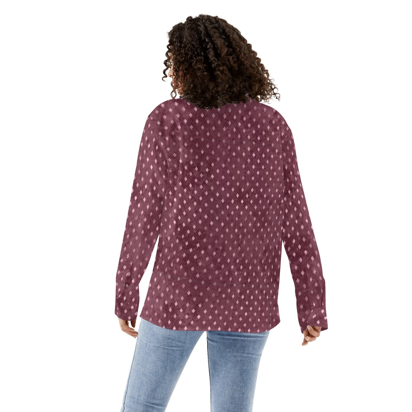 Diamonds - Womens Casual Long Sleeve Button-Up Shirt