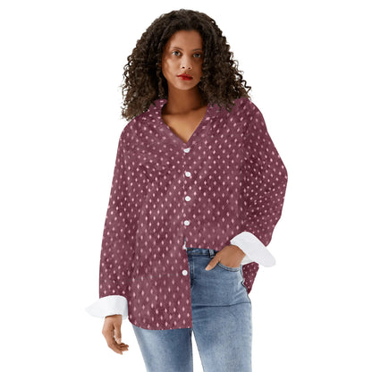 Diamonds - Womens Casual Long Sleeve Button-Up Shirt