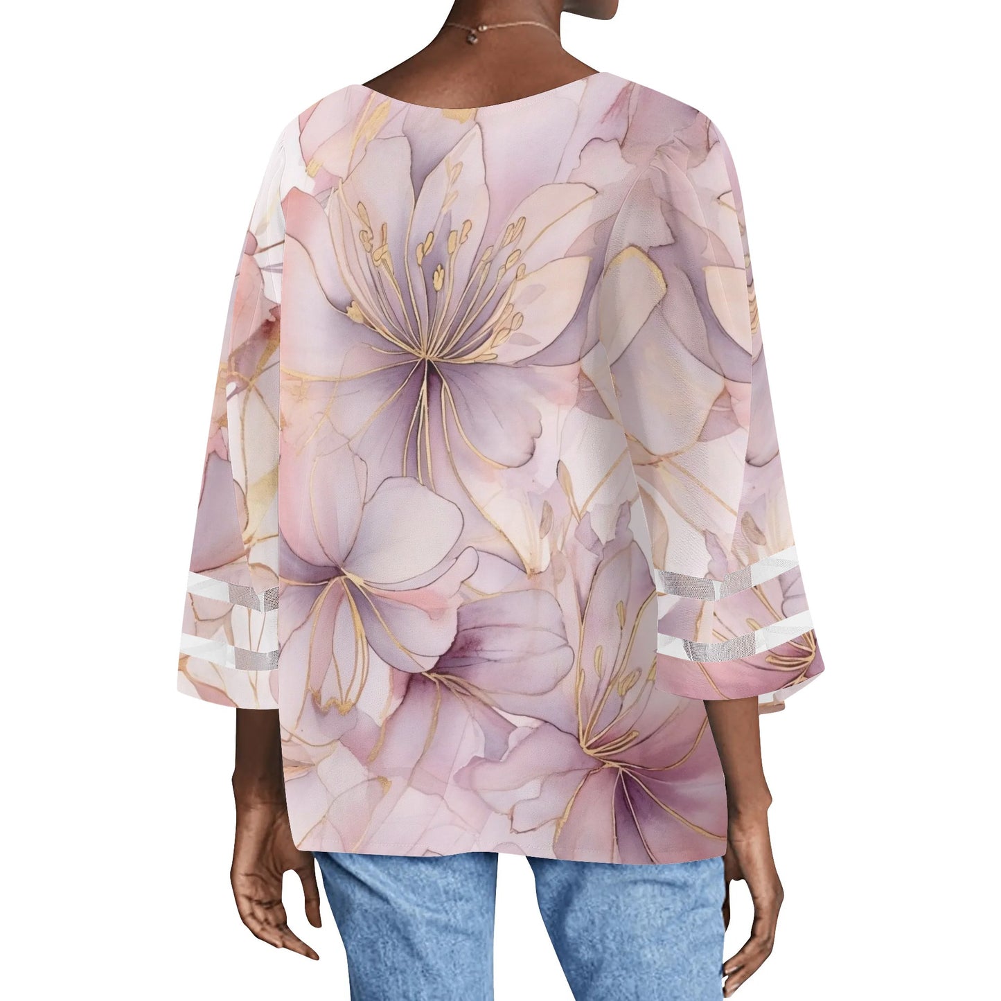 Women's Loose Chiffon Blouses with Bell Sleeves - Unique Variety of Prints