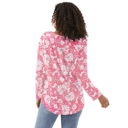 Bold Paisley Womens Long Sleeve Loose Flare Blouse Scoop Neck - Plus Sizes Available