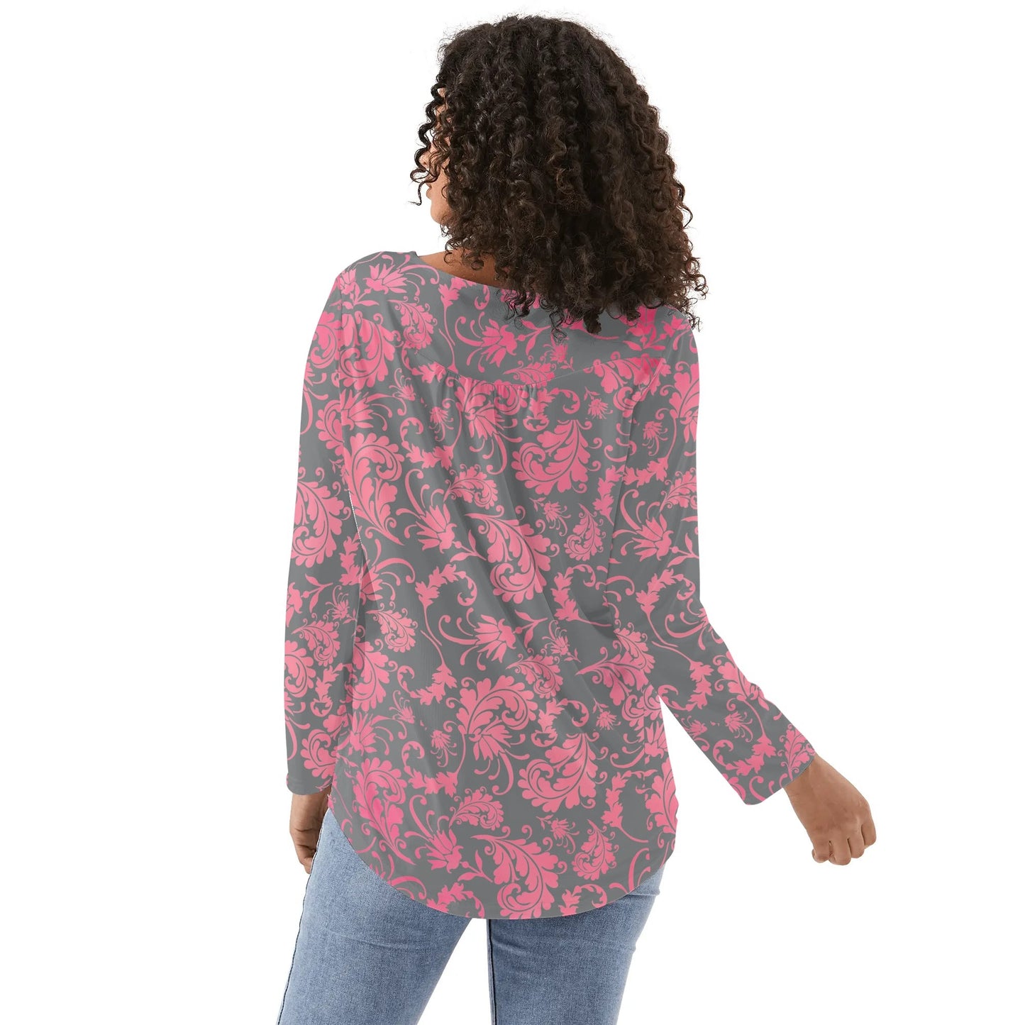 Lovely Prints - Reg & Plus Sizes - Womens Long Sleeve Loose Flare Blouse