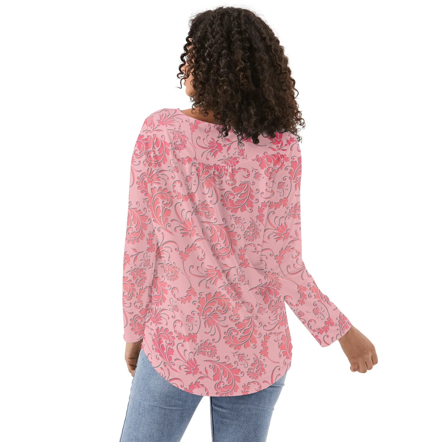 Lovely Prints - Reg & Plus Sizes - Womens Long Sleeve Loose Flare Blouse