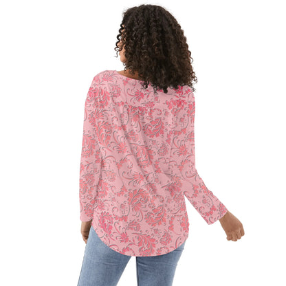 Lovely Prints - Reg & Plus Sizes - Womens Long Sleeve Loose Flare Blouse