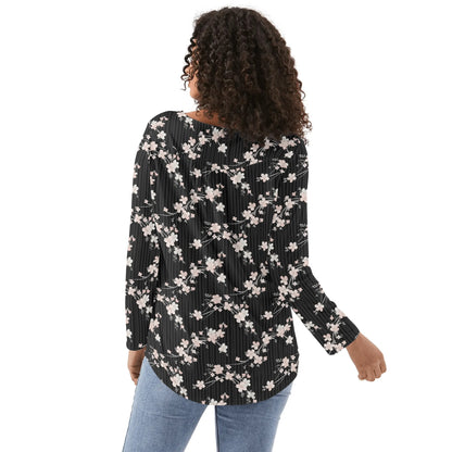 Lovely Prints - Reg & Plus Sizes - Womens Long Sleeve Loose Flare Blouse